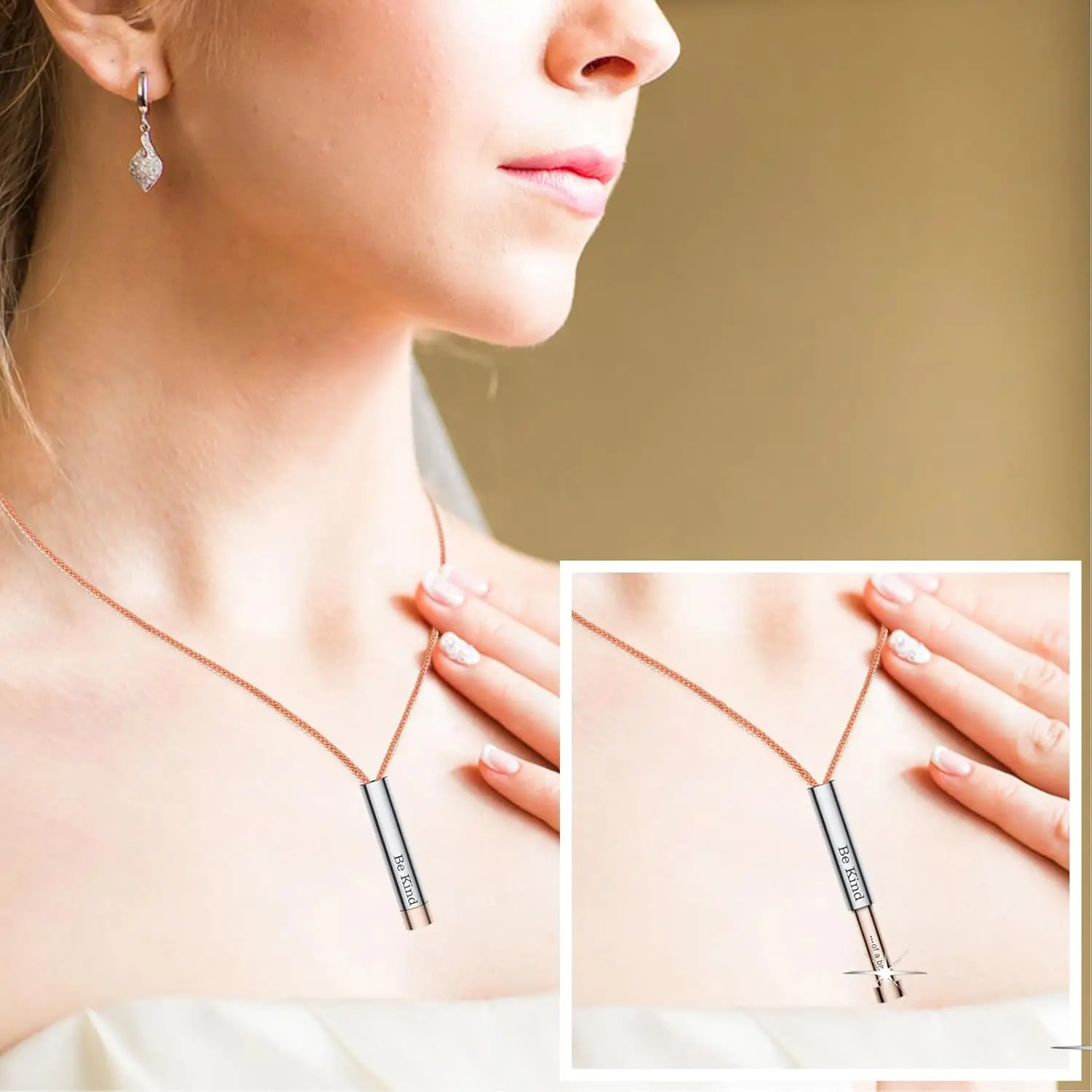 قلادة Be Kind of A B للنساء مجوهرات رسالة مخفية ملهمة من الفولاذ المقاوم للصدأ قلادة الصداقة التحفيزية #3