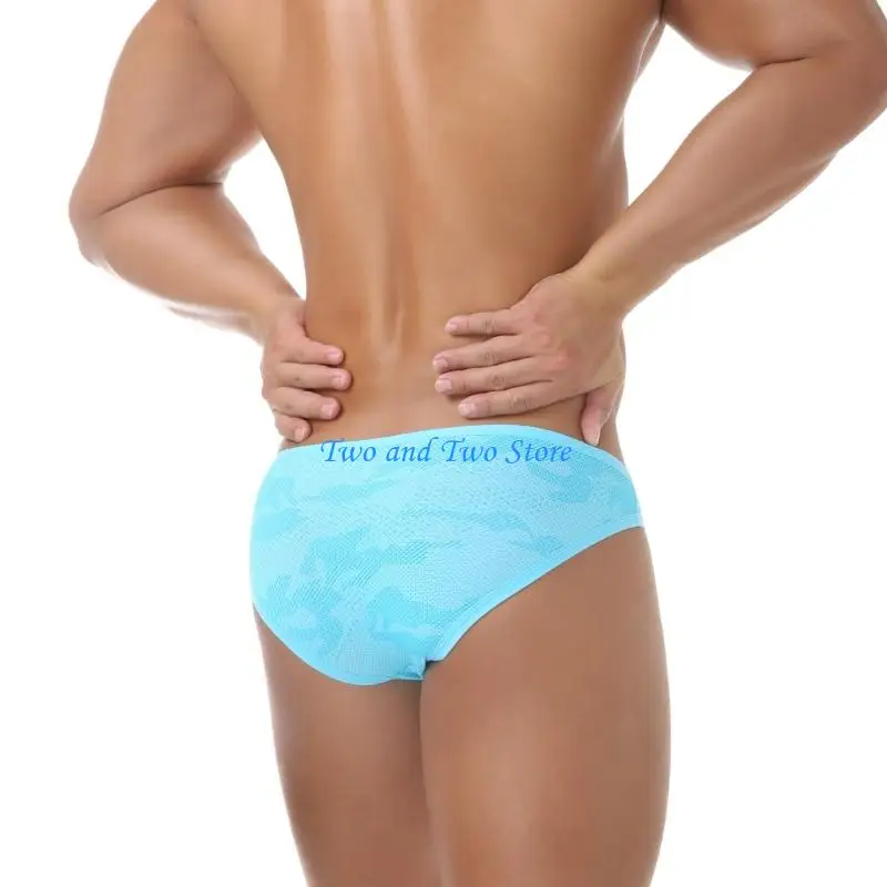

HX6F Men's Briefs With Micros Mesh Fabric Breathable Low Rise Design Bulge Support Underwear Sports Underpants