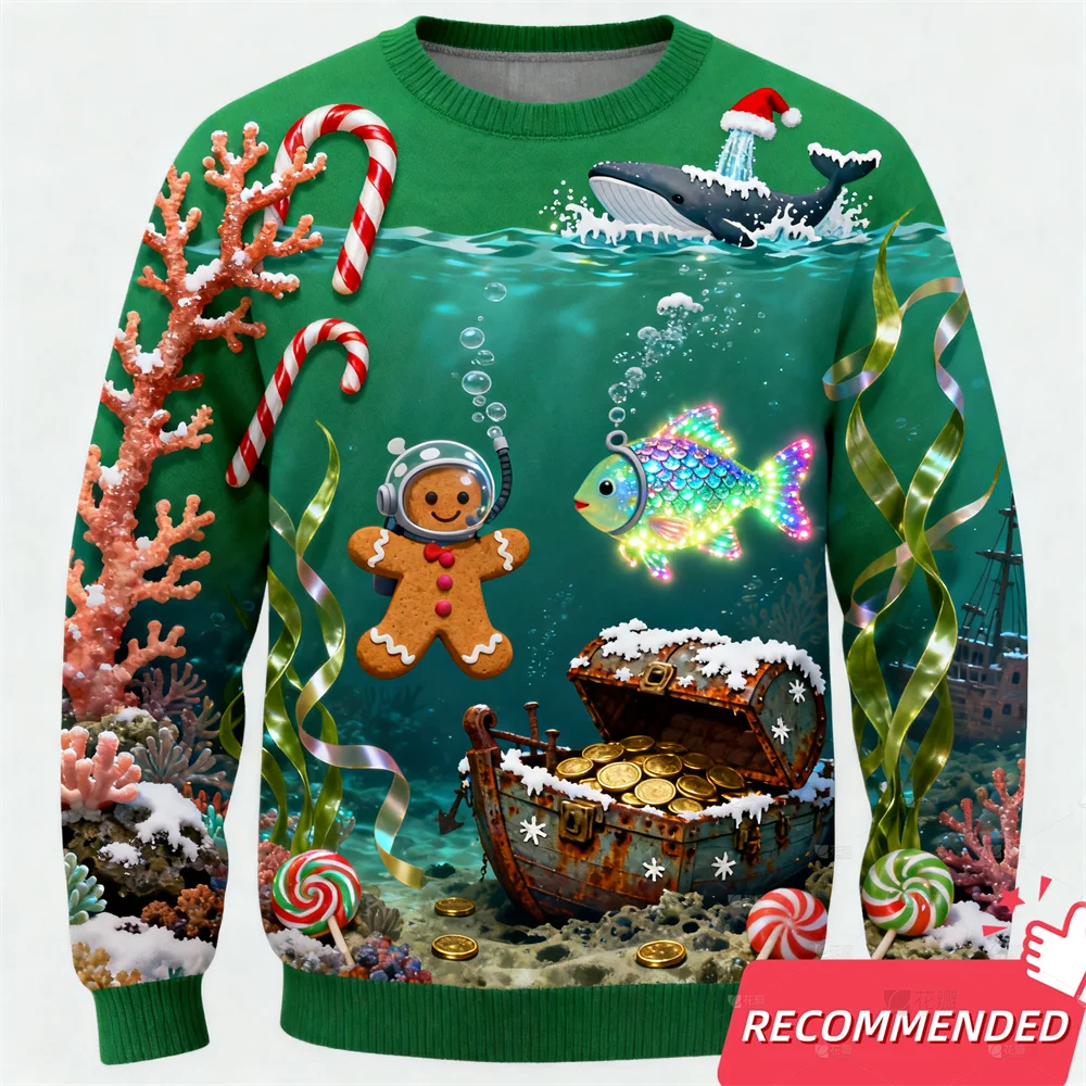 2025年秋 大人子供用 アグリークリスマスセーター メリークリスマス 面白い恐竜 ホリデー クルーネック プルオーバー ジンジャーブレッドマン スウェットシャツ