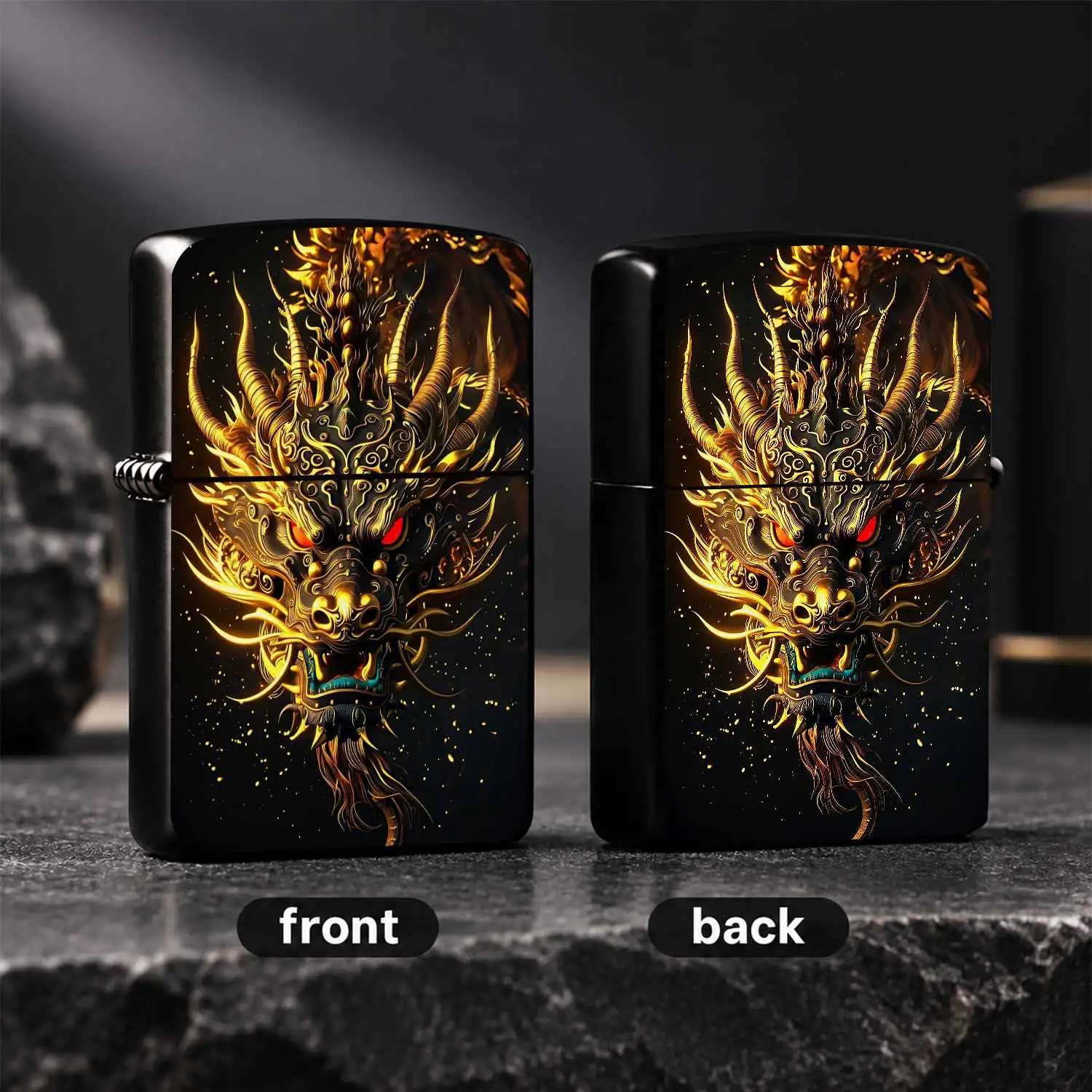 Exquisitestyle Golden Dragon Pattern Lighter, Vintage Aesthetic Ornate Dragon Head Design Portable Igniter, Ideal For Daily Use Gifting Collection, Fit For Outdoor Camping Home Decor Various Scenarios, Eye-Catching Deco A Humorous And Inter