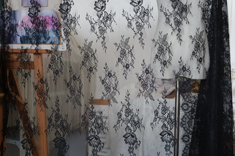 3 メートルの高品質フル幅まつげレース生地ウェディングベール袍ドレス衣料品材料背景装飾アクセサリー