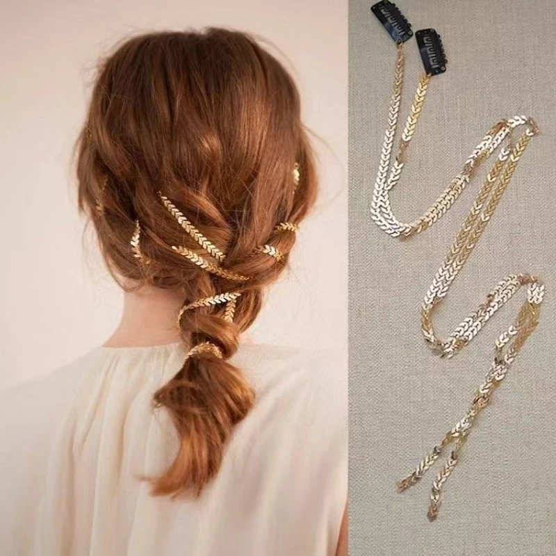 

French Retro Golden Wheat Ear Hair Braids Chain Super Fairy Bridal Headdress Versatile Hair Accessories Ponytail Hair Hairpin