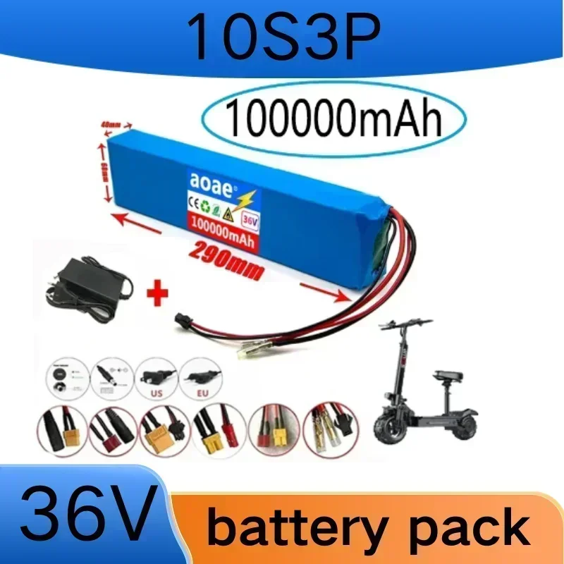 

10S3P 100000mAh 18650 Rechargeable Lithium Battery Pack 36V Power Modified Bicycle Scooter Electric Vehicle with BMS+charger