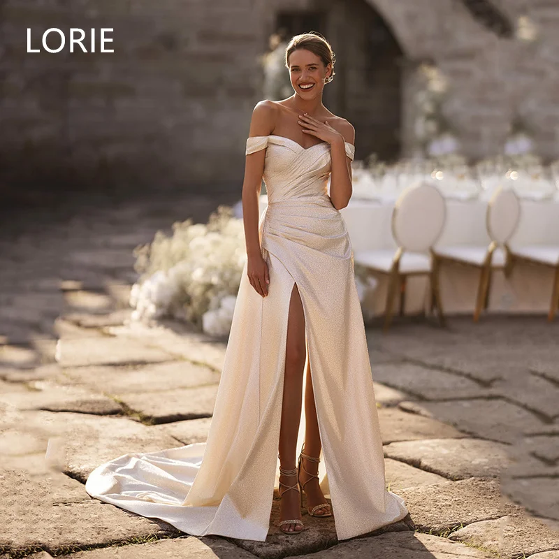 

LORIE Classcial Off Shoulder A-line Side Split Wedding Dress Princess Sexy Bridal Gowns Backless Wedding Gown Customized 2025