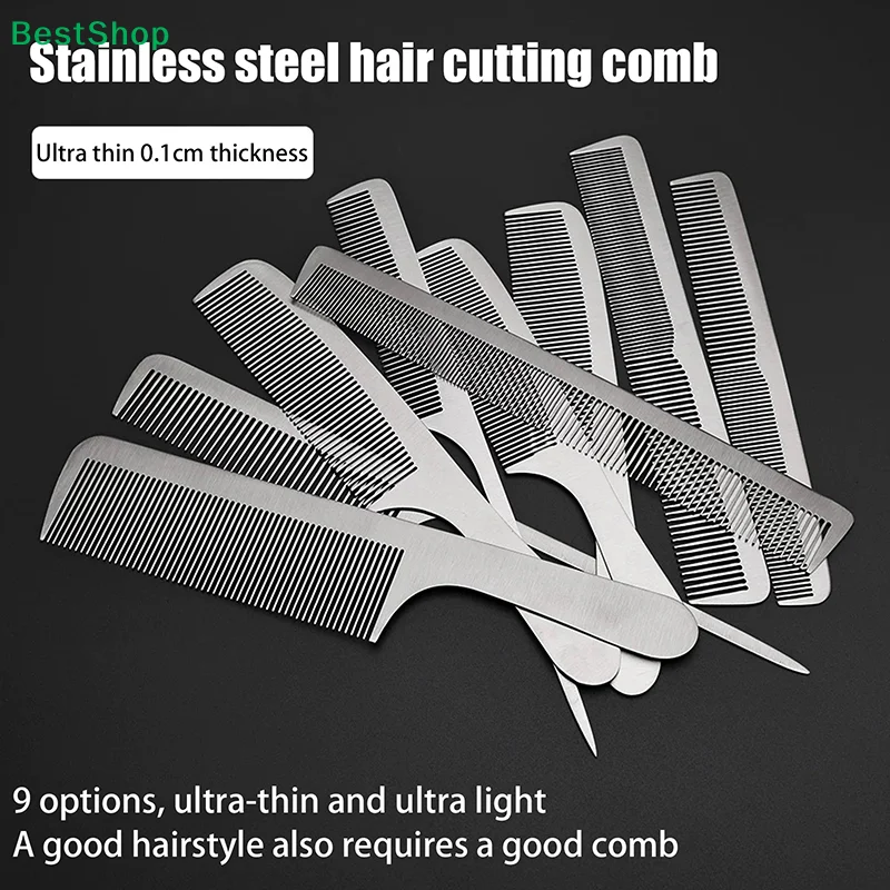 

Ultra-Thin Stainless Steel Hair Cutting Comb, 0.1mm Thick Professional Barber Comb for Salon & Home Use