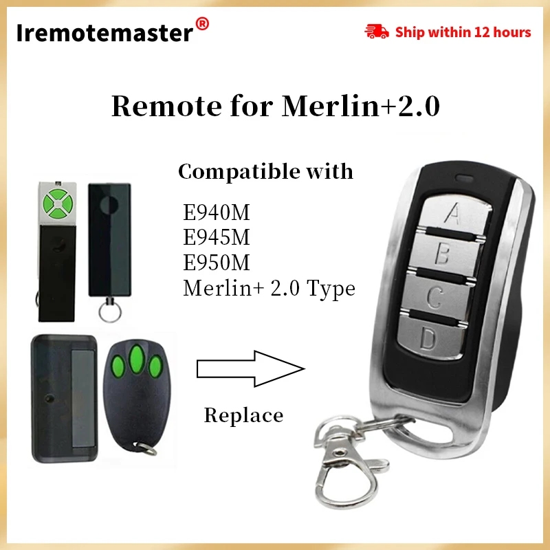 

For MERLIN+2.0 E945M E950M E940M 433.92MHz Rolling Code Garage Door Remote Control