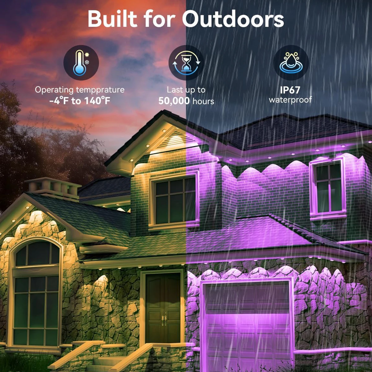 300FT Permanent Outdoor Eaves Light Intelligent RGB CW 180 LED Eaves Light IP67 Waterproof Suitable For Christmas Parties