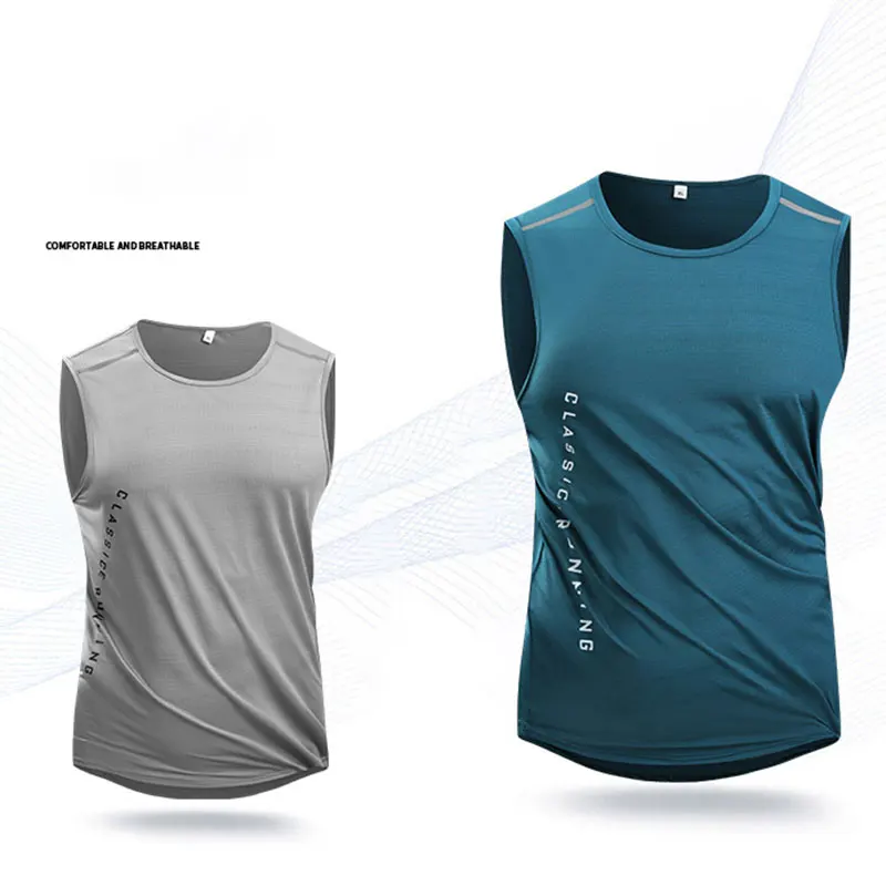 Men's Running Reverse Strip Mesh Vest Summer Fitness Training Letter Printed Elastic Sports Vest Men Moisture Wicking Vest 8XL