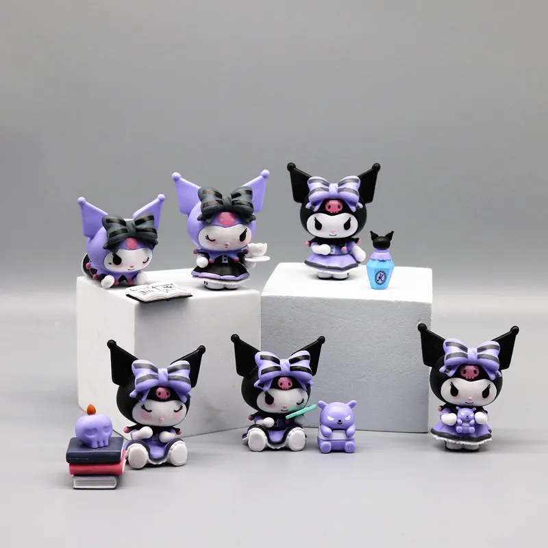 

6Pcs/Set Sanrio Kuromi Cute Model Doll Cartoon Action Figure Desktop Decorative Ornaments Anime Toys Birthday Gift for Friend