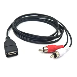 USB to 2RCA Cable,USB 2.0 Female to 2 Dual RCA Male Jack Y Splitter Audio Video AV Composite Adapter Cable - 5 Feet/1.5M