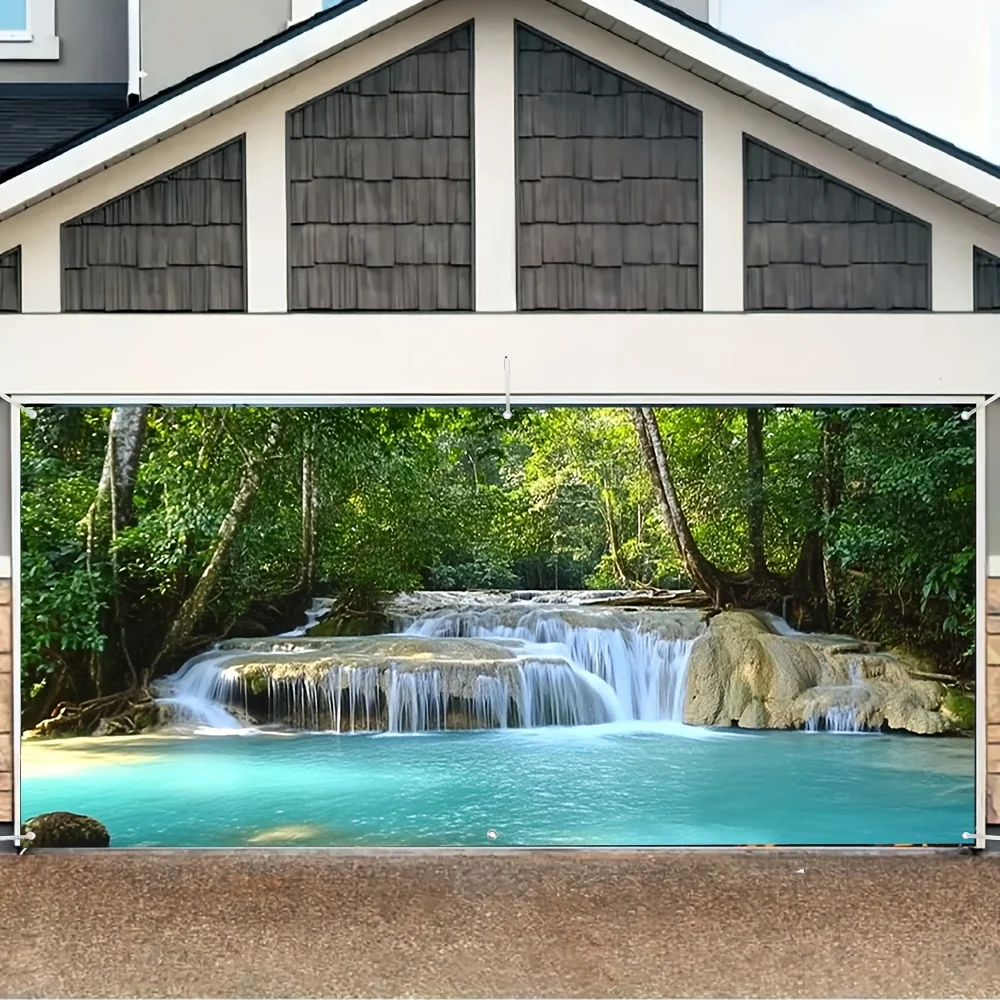 1 2D elegant waterfall garage door banner - perfect for wine tasting, weddings, and garden events