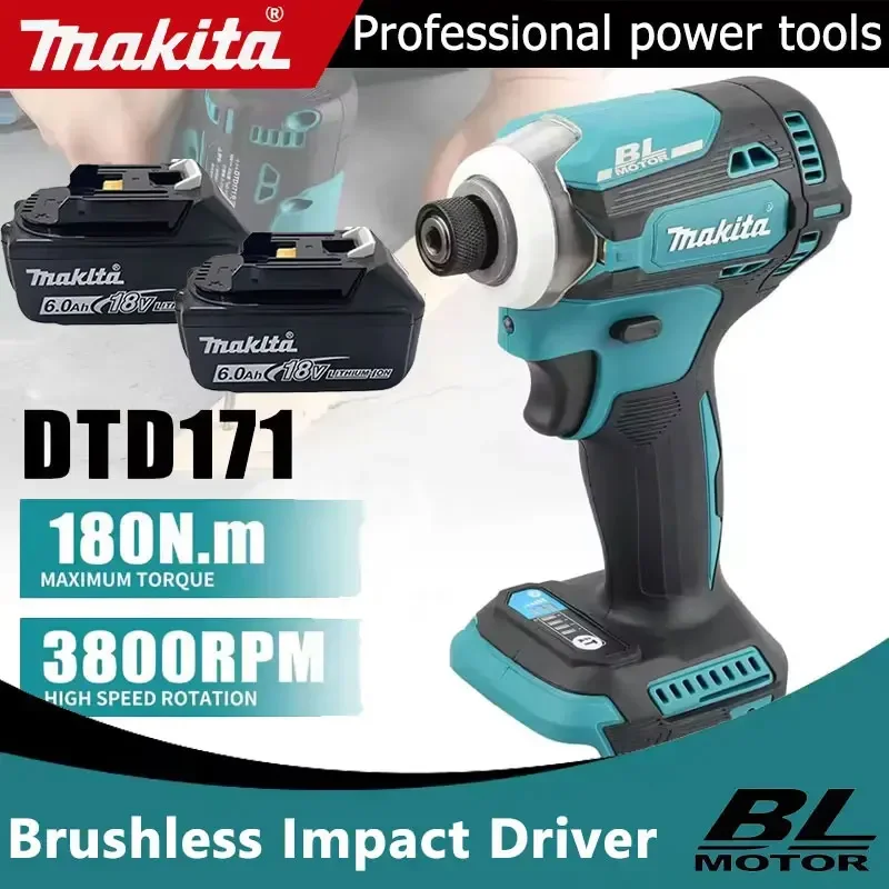

Makita Cordless DTD171 Brushless 18V LXT Impact Driver Electric Screwdriver with 1/4" Hex Chuck, Fastening Tool for Constructio