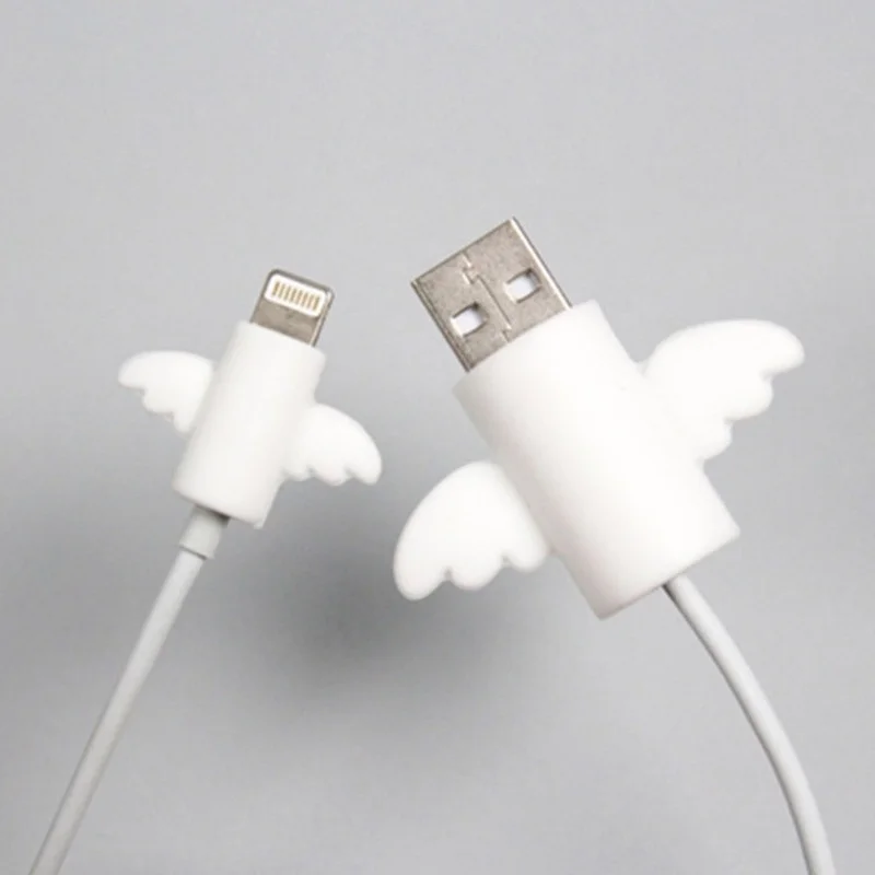 1Pair=2PCS Angel Cable Protector Winder Cover Protect Case Wire Organizer Bite Holder for IPhone Micro Usb Earphone Cable