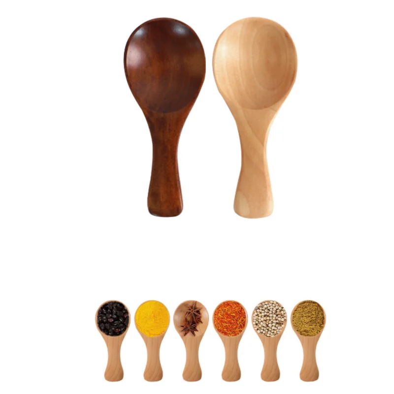 

Wooden Coffee Spoons 4PCS Mini Kitchen Spice Seasoning Spoons Sugar Tea Short Handled Wooden Children's Spoons