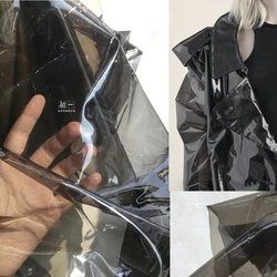 Haze Black Liquid Jelly Film TPU Fabric Transparent Environmental Protection Plastic Raincoat Waterproof Material Cloth 50x124cm