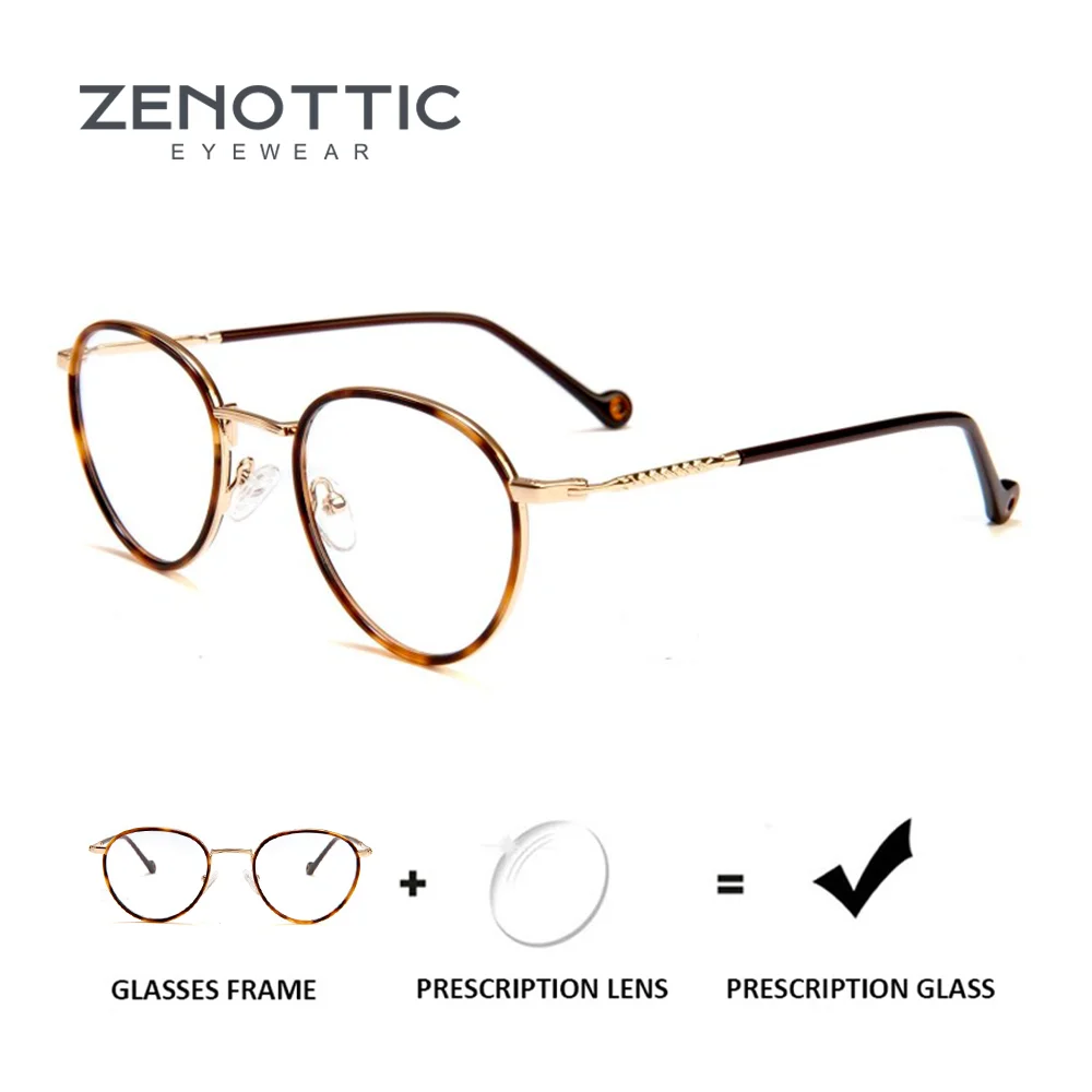 

ZENOTTIC Round Prescription Glasses for Women Metal Frame Computer Glasses Anti Blue Light Office Wear
