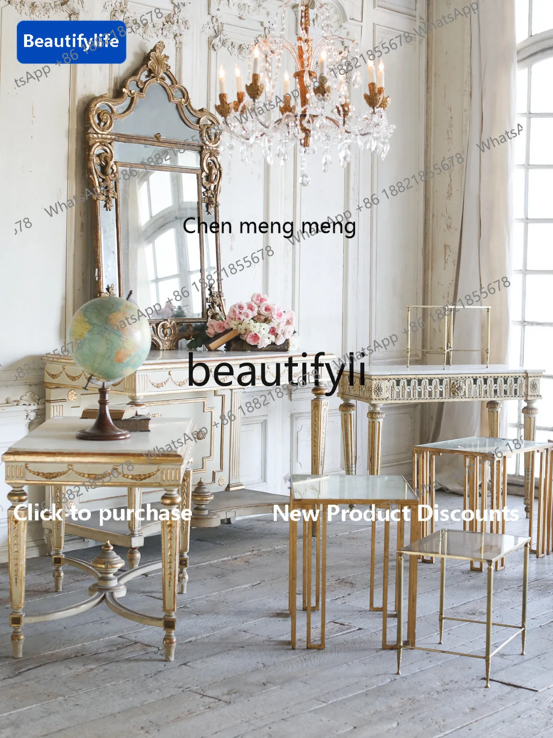 

cqy European-style carved old fireplace wall-mounted decorative mirror household retro bathroom vanity mirror