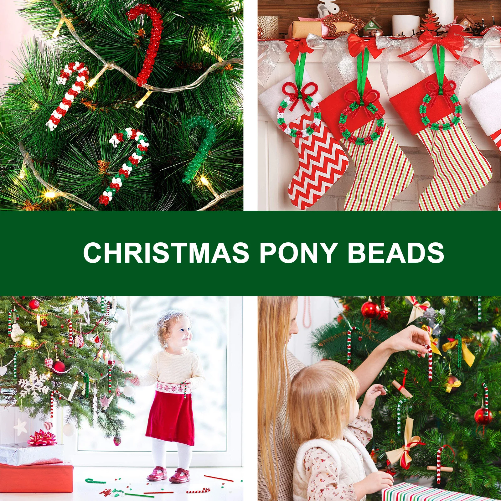 

1060Pcs Christmas Beads Kit Plastic Beads Lightweight DIY Craft Bracelets Necklaces Key Chains Party Supplies