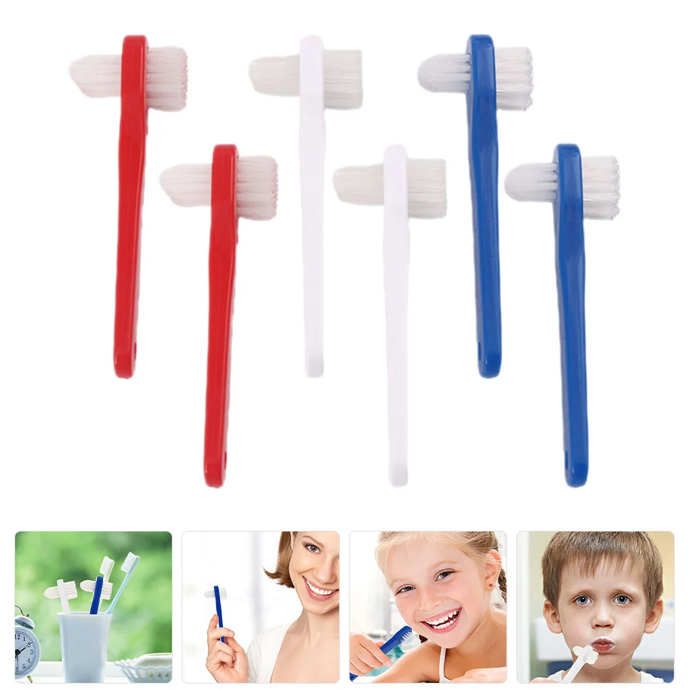 6 Pcs Double Headed False Toothbrush Sided for Braces Cleaning Toothbrushes Household Teeth Denture Care Supply Travel