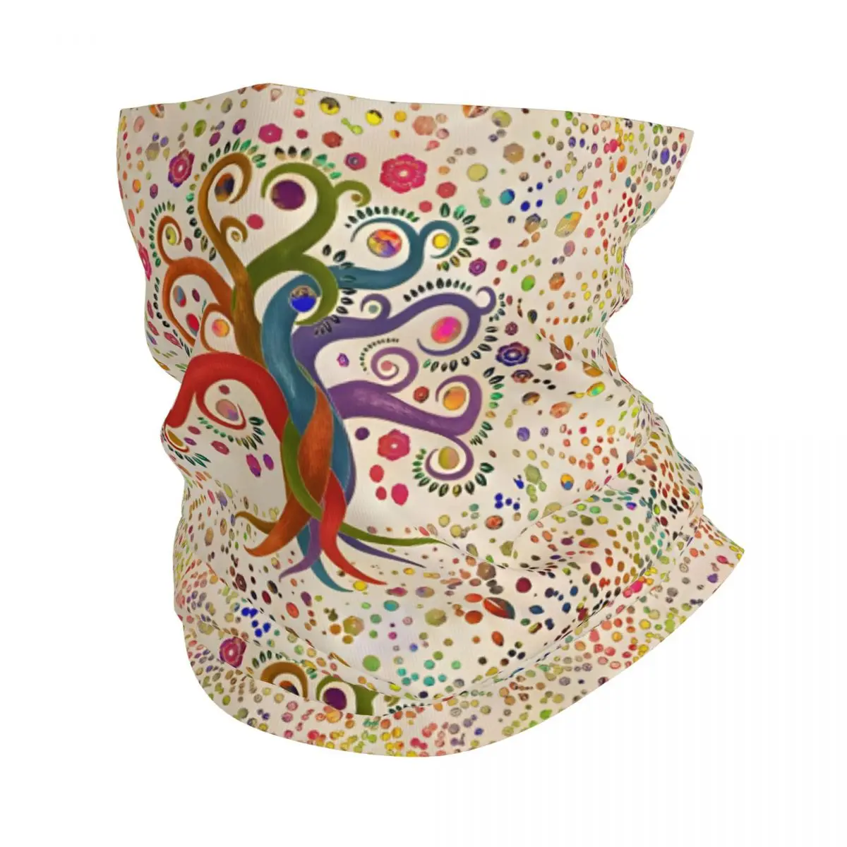 Tree Of Life - Yggdrasil - Watercolor Swirl Scarf Neckerchief Neck Face Mask Polyester