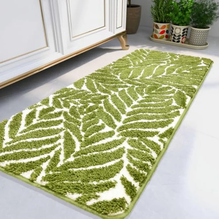 

Bathroom Runner Rug- Soft Large Bath Mats Green Rug for Bedroom Bedside Bathroom Runners Non Slip Long Bathroom Mat Runner Home