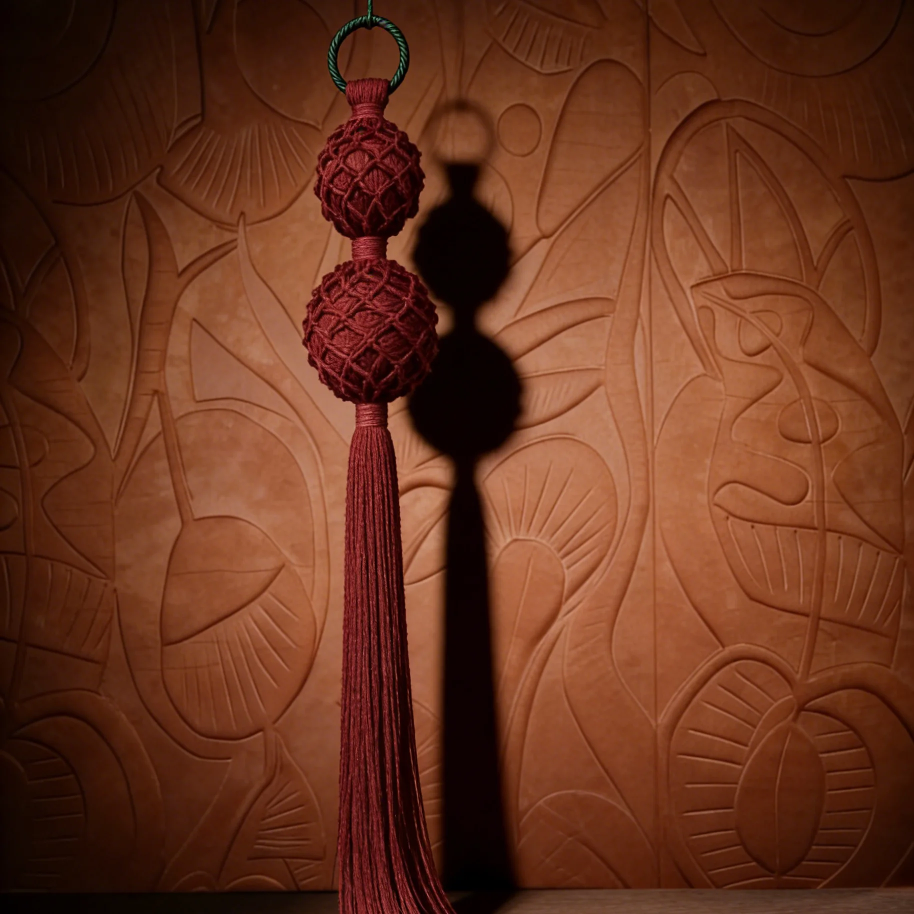 Macrame Tassel Hanging Decor for Wall Door Boho Ornament Double Ball Knot Cotton Handmade