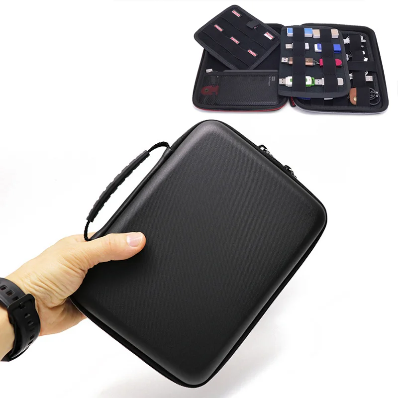 Tech Pouches Bag For HDD U Disk USB Data Cables Hard Shell Case For Electronics SD Card Travel Essentials Storage Bags Organizer