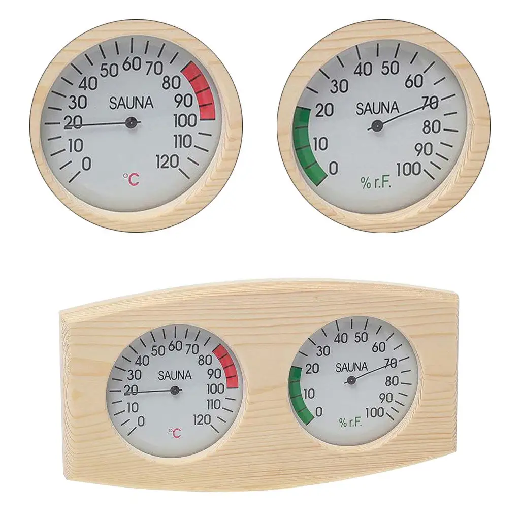 Wood Grain Sauna Thermometer Hygrometer Sauna Room Household Accessories