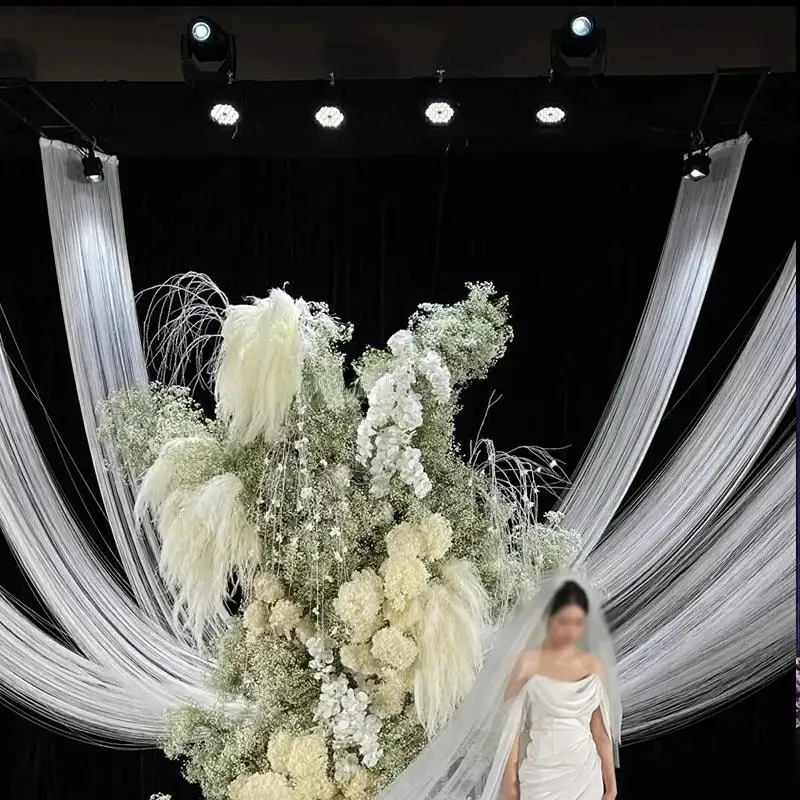 

2pcs Yarn Mall Atrium Hanging Line Decorative Tassel Curtain for Stage Wedding Wall Ceiling Beauty Photography Hanging Line