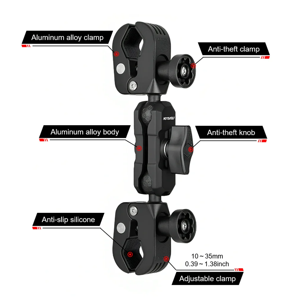 Cycling Motorcycle Clip Quick Release Magic Arm 360° Aluminum Alloy Super Clamp For Camera GoPro Action Camera