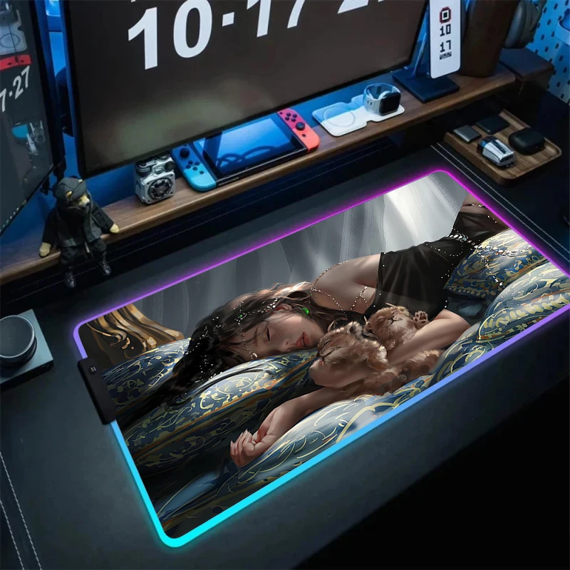 Ghost Blade Desk Mat Large Gamers Mouse Pad Gaming Mousepad Gamer Pc Cabinet Rgb Keyboard Mats Office Accessories Anime Carpet