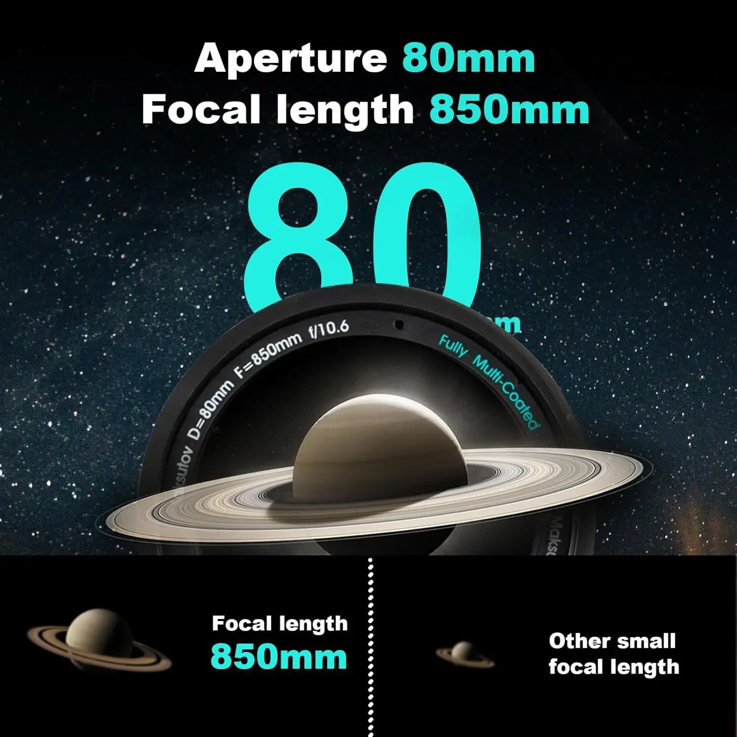 تلسكوبات لعلم الفلك للبالغين، فتحة 80 مم 850 مم، تلسكوب مجمع Catadioptric، سفر محمول مدمج #2