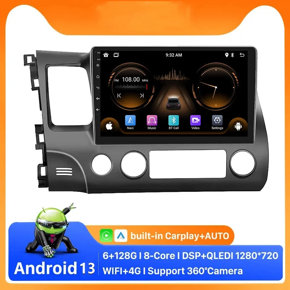 

4GB+64GB Car Radio For Honda Civic 8 FK FN FD 2005 -2010 2011 2012 Multimedia Video Player Navigation GPS No 2din 2 din dvd