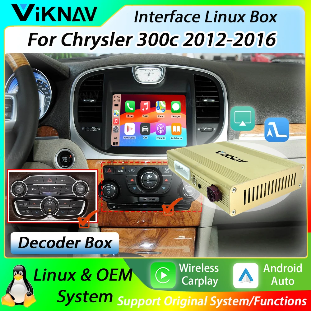 

For Chrysler 300C 2012-2016 OEM Car Touch Screen Decoder Interface Box Multimedia Android Auto GPS Wireless Apple Carplay Stereo