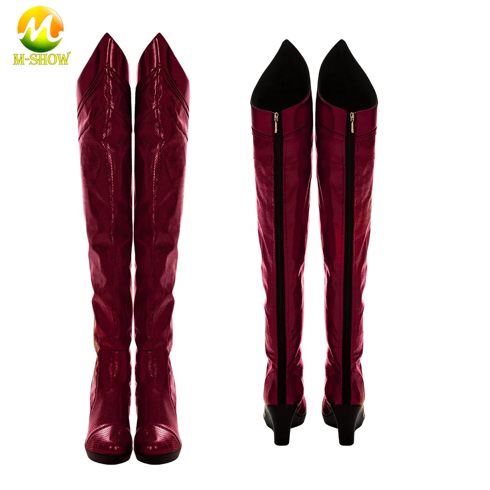 

Superhero Crimson Countess Cosplay Shoes Women Over Knee Boots Slope Heel Women Red Boots