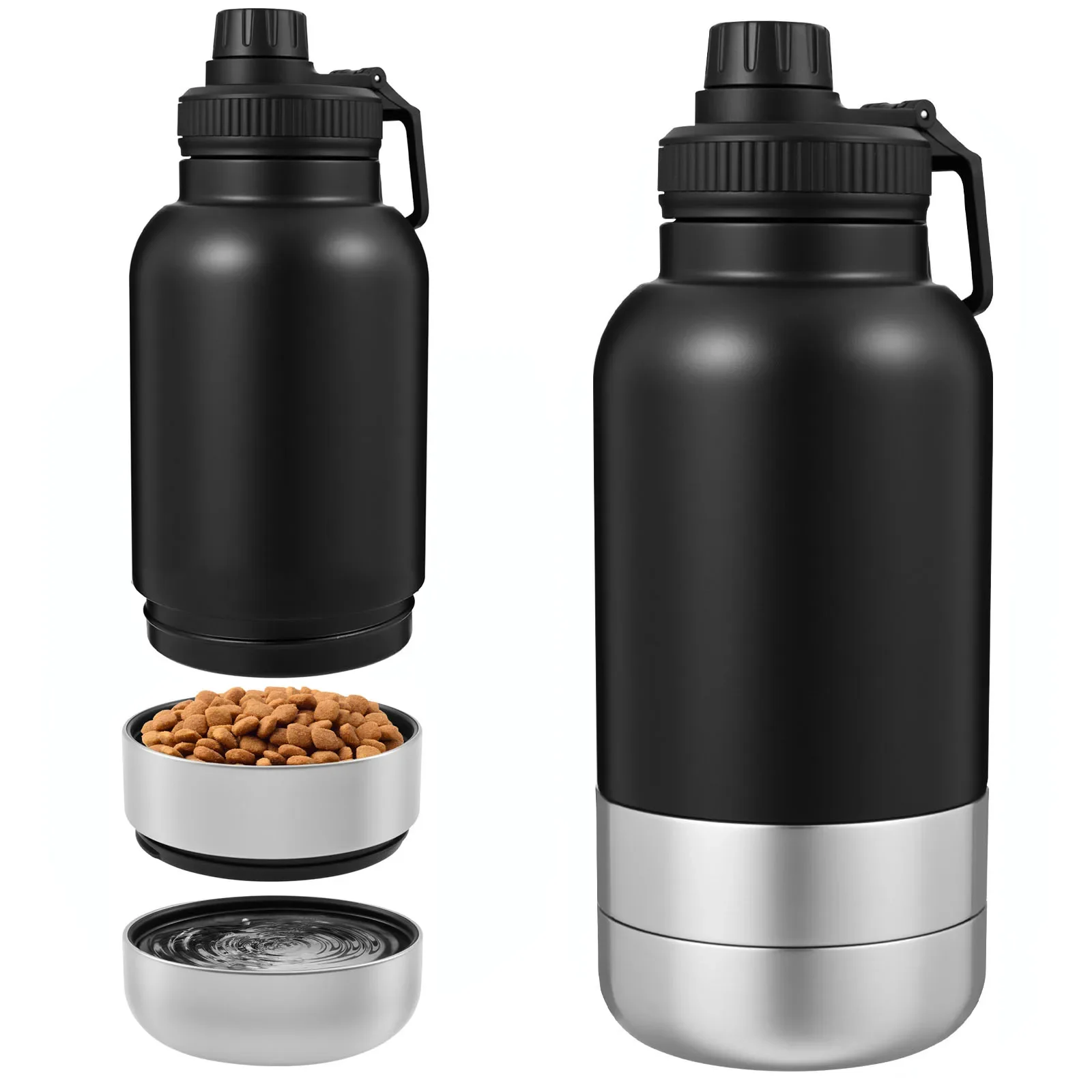 

32 oz Capacity Portable Dog Water Bottle 3 in 1 Leak Proof Dog Travel Water Bottle with 2 Detachable Bowls for Walking Hiking