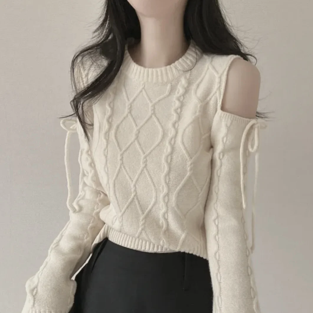 

Шикарный дизайн, свободный длинный вязаный свитер свека, женский круглый топ с полосками и полосками, модный универсальный топ