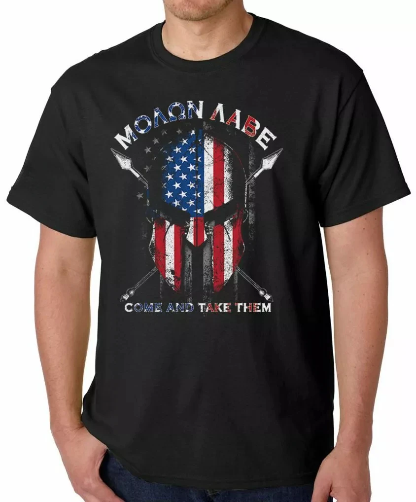 Come and Take Them American Spartan Warrior Molon Labe T-Shirt New 100% Cotton O-Neck Short Sleeve Summer Casual Mens T-shirt