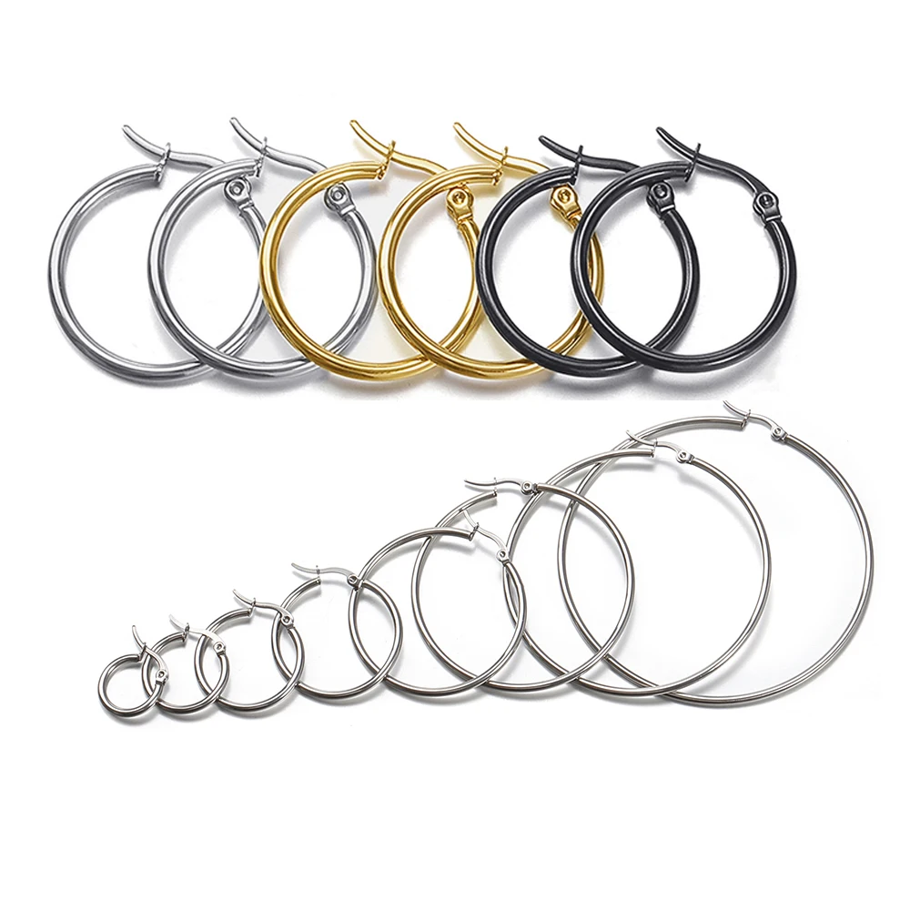 10pcs/5Pairs Stainless Steel Open Earrings Loop Hoops Circle Based Ring Earrings for Jewelry Making DIY Components Wholesale