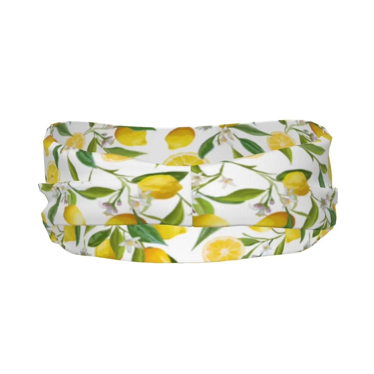 Fruits Lemon Floral Pattern Elastic Hair Band Yoga Headband Makeup Hair Hoop Headwrap