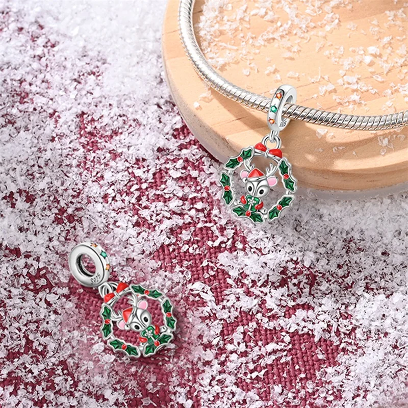 

New 925 Sterling Silver Christmas Deer Charms Pendant For Women Fit Original Bracelet DIY Jewelry Gifts