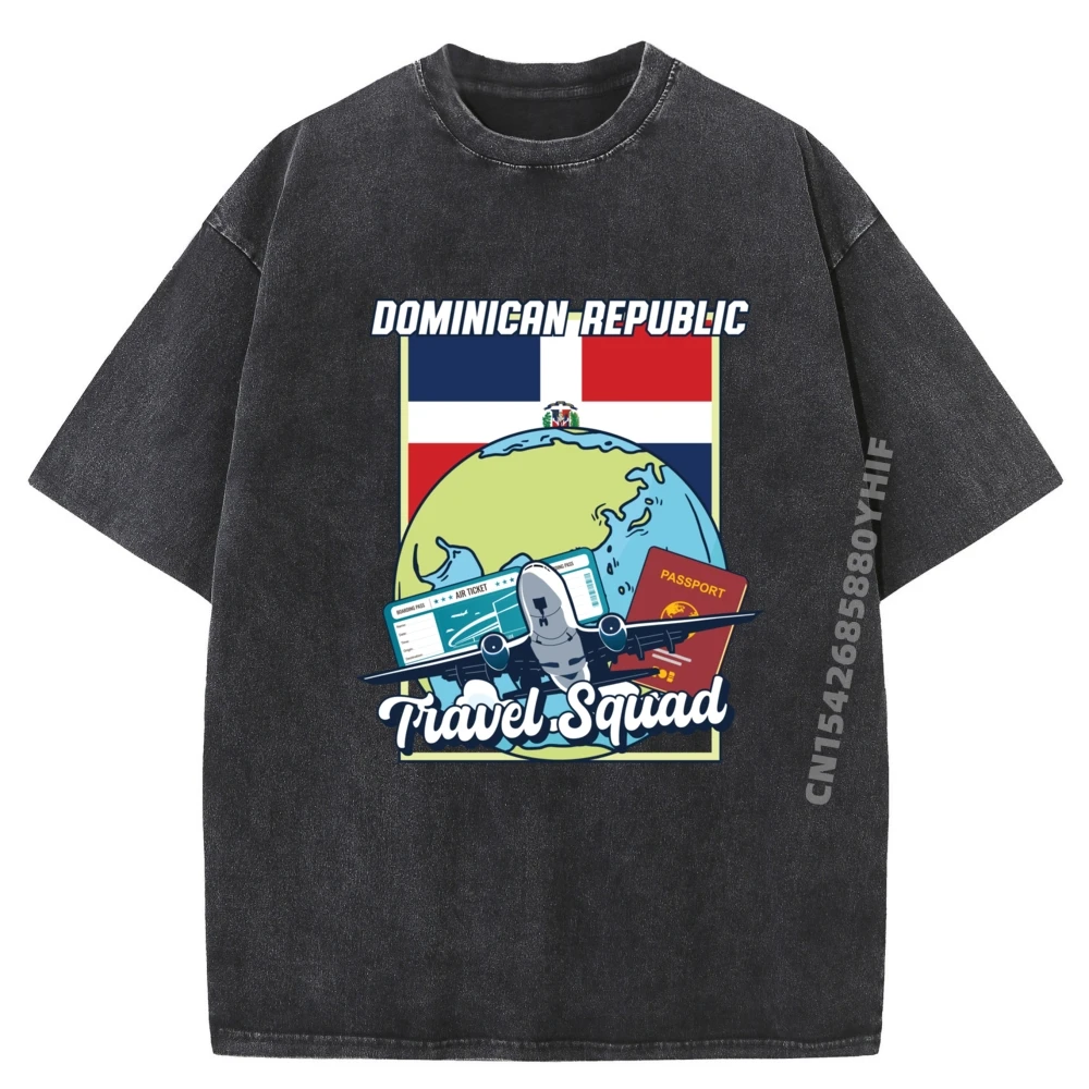 

Special Men Tshirts Travel Squad Dominican Republic Travel Geek Tops & Tees Summer Retro Washed Tee Shirt Mens Graphic Clothes