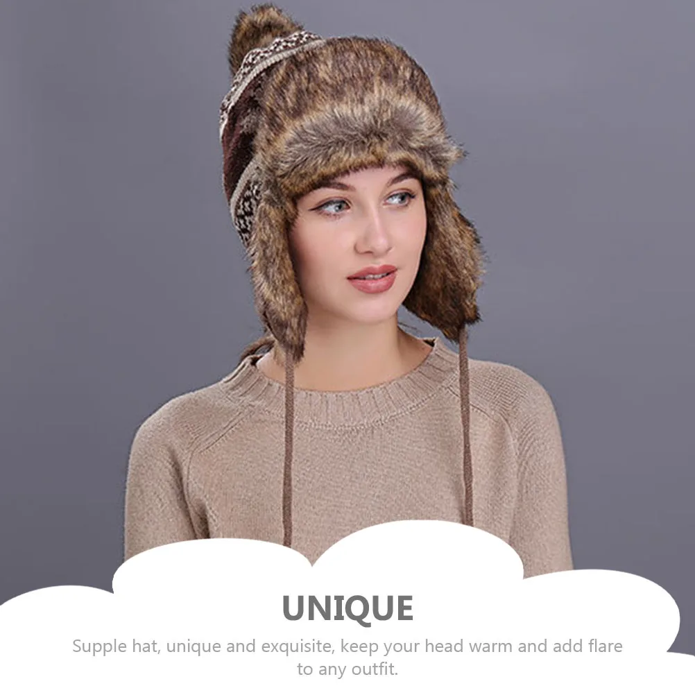 

Soft Comfortable Winter Knitting Wool Hat Windproof Warm Beanie Cap Outdoor Headwear Ear Warmer Cap Cold Weather
