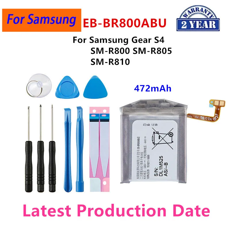 Brand New EB-BR800ABU 472mAh Battery For Samsung Gear S4 SM-R800 SM-R805 SM-R810 Smart Watch Batteries+Tools