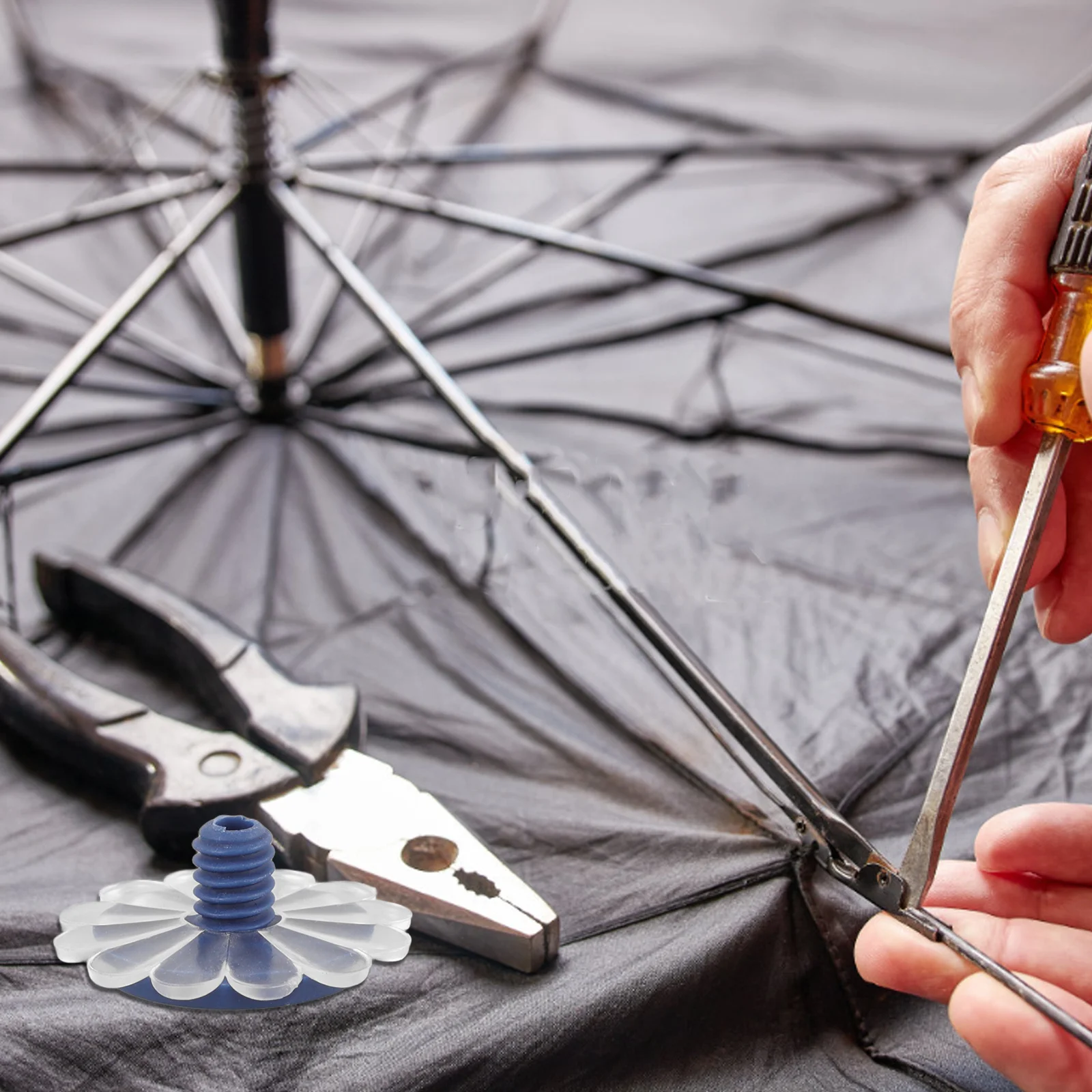 

2Sets Umbrella Cap Replacement Tops Cover Durable Plastic Silicone Screw Cap for Folding Rain Umbrella Repair Accessories