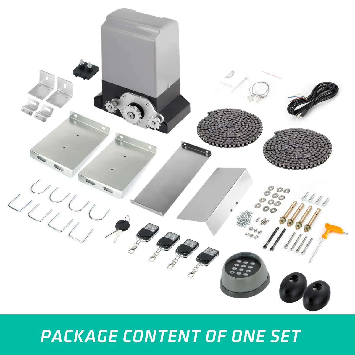 Imagem -02 - Kit Abridor de Portão Deslizante Elétrico Automático Operadores de Portas Motor ac Controle Remoto e App 1500kg 550w