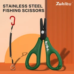 Zukibo tesoura de pesca portátil de aço inoxidável, alicate de corte de linha pe, cortador de linha de trança, acessórios de ferramentas de pesca de carpa