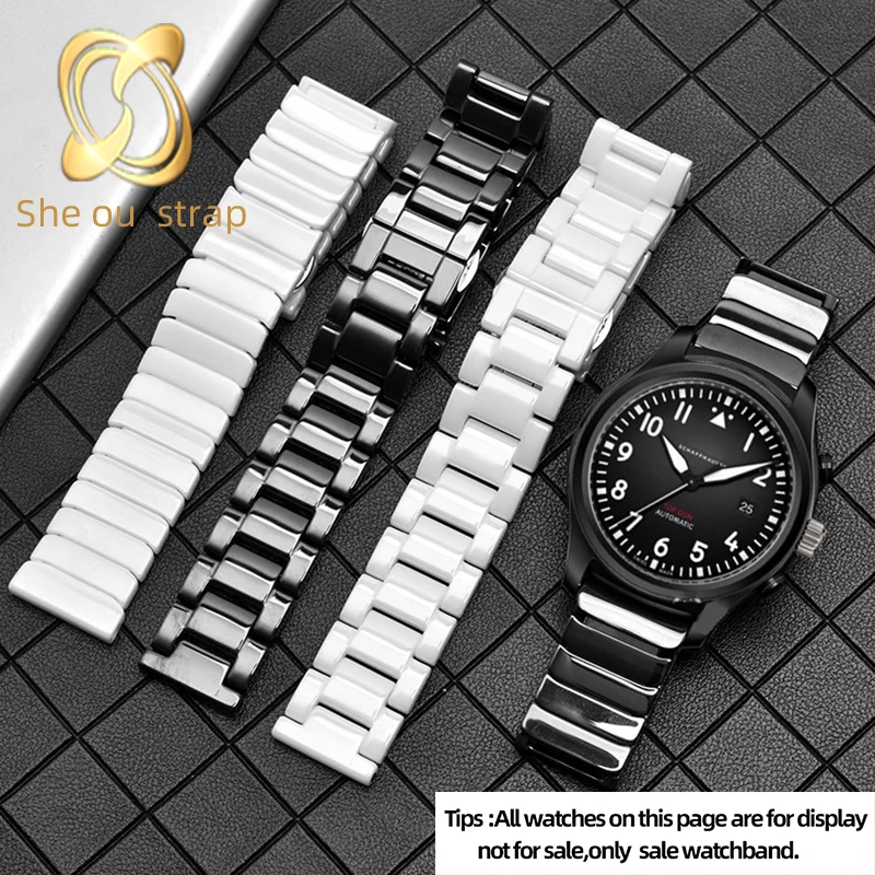 20MM 22MM Ceramic Watchband For IWC PILOT'S WATCHES IW324703 IW326905/IW326901 Watchstrap Modify watch chain Men's  Accessories