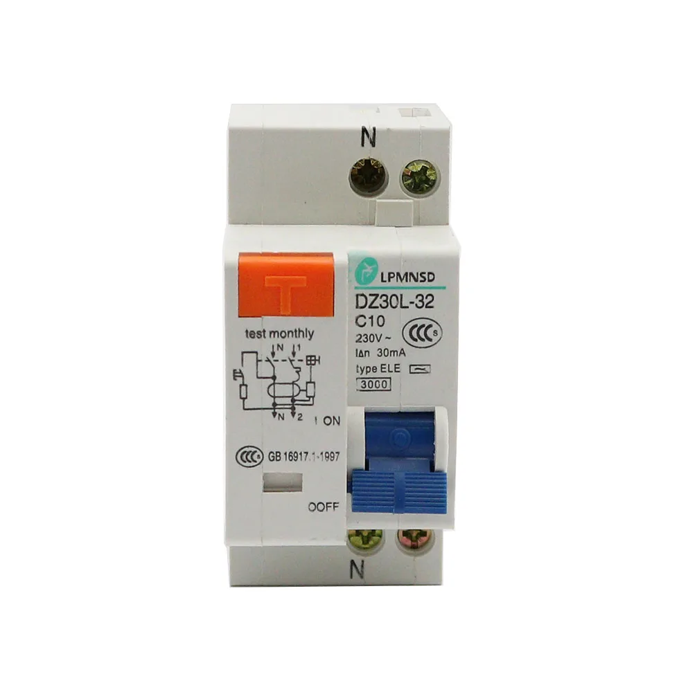 DZ30L DZ40LE EPNL DPNL 230V 1P+N Residual Current Circuit Breaker With Over And Short Current Leakage Protection RCBO MCB 6-63A