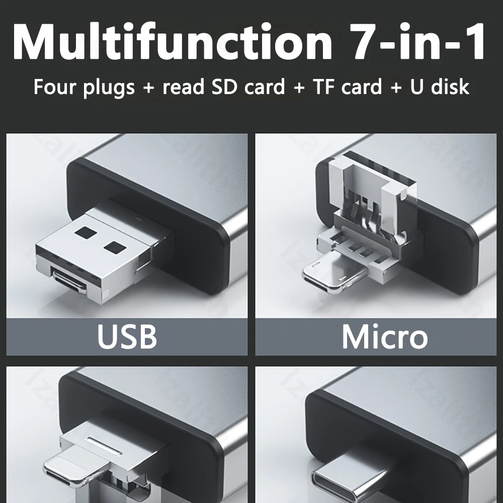 USB C USB 3.0 Multi Card Reader per SD TF Micro Card 7-in-1 OTG Adapter Hub per iPhone Windows Linux Android Camera Plug & Play